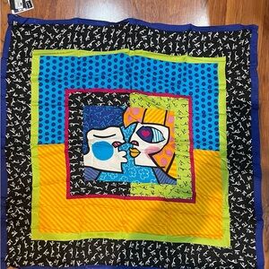Nicole Miller - Romero Britto artwork - Multicolor Pop Art silk Scarf